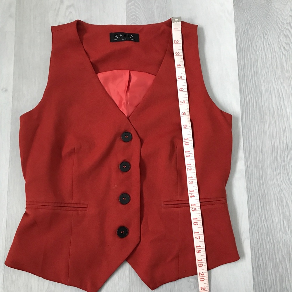 KAIIA ASOS RED TAILORED VEST BUTTON V NECK WOMENS 4 - Picture 3 of 7